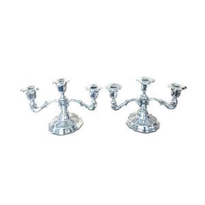 Antique Sterling Silver Candelabras Pair Candle Holders Art Nouveau